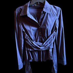 💜 BCBGMAXAZRIA Women’s Blouse – Purple (Size M) 💜 Ruched Back Tie